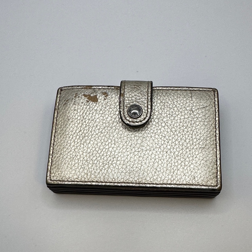 Coach Accordian Silver Textured Wallet